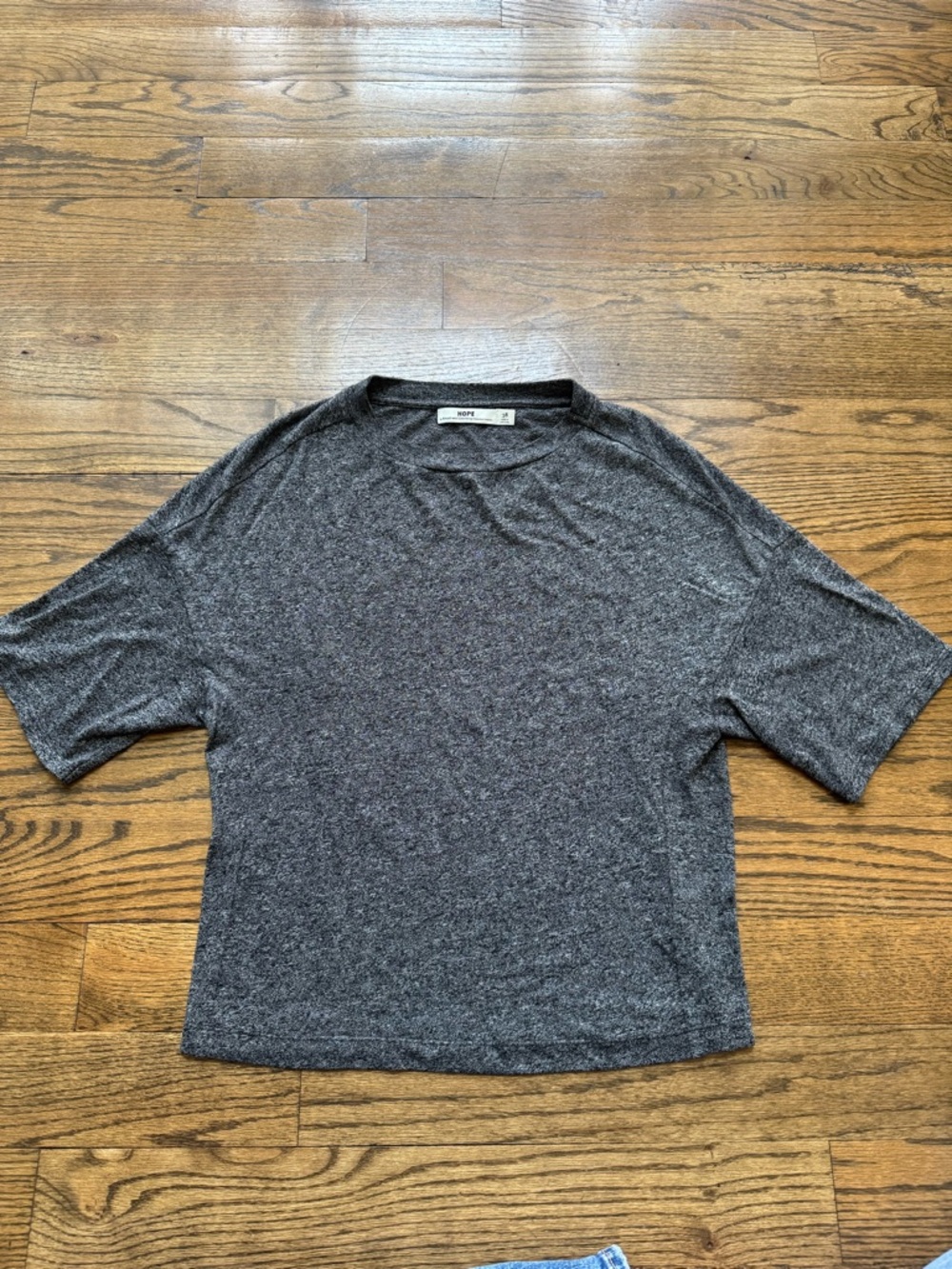 HOPE Stockholm Heathered Charcoal Boxy Knit Top Size 38